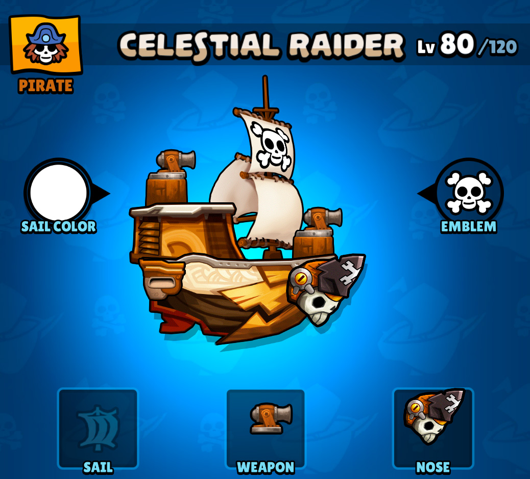 legendary pirate ship upgrade system with epic customization and progression RPG mechanics